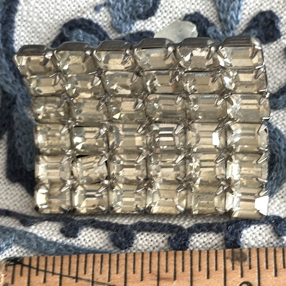 Vintage Shoe Buckles Large Rectangular Rhinestone… - image 5